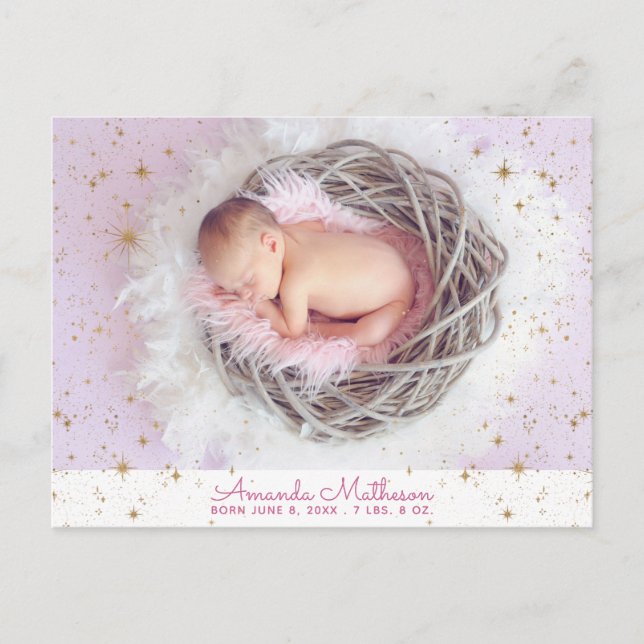 Custom Baby Photo Birth Announcement Postcard (Front)