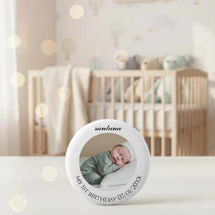 Custom Baby Photo Birthday Button