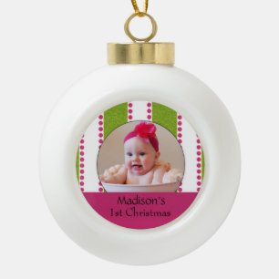 Custom Baby Photo Ceramic Ball Ornament