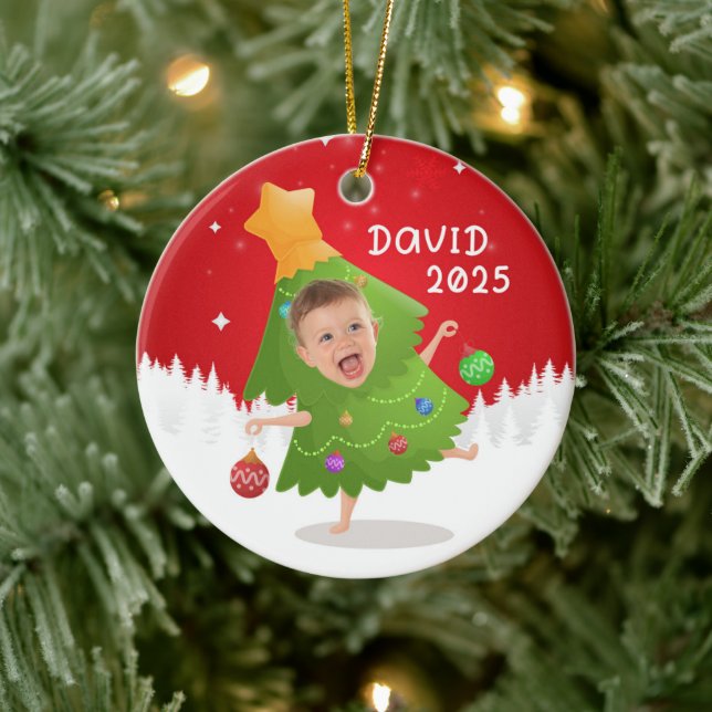 Custom Baby Photo Christmas Ornament (Tree)