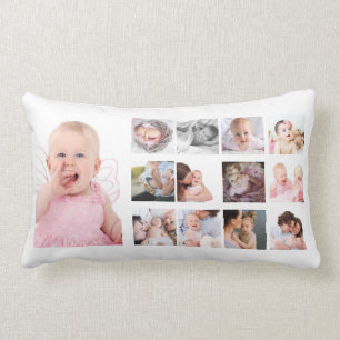 Custom Baby Photo Collage 12 months First Year Lumbar Cushion