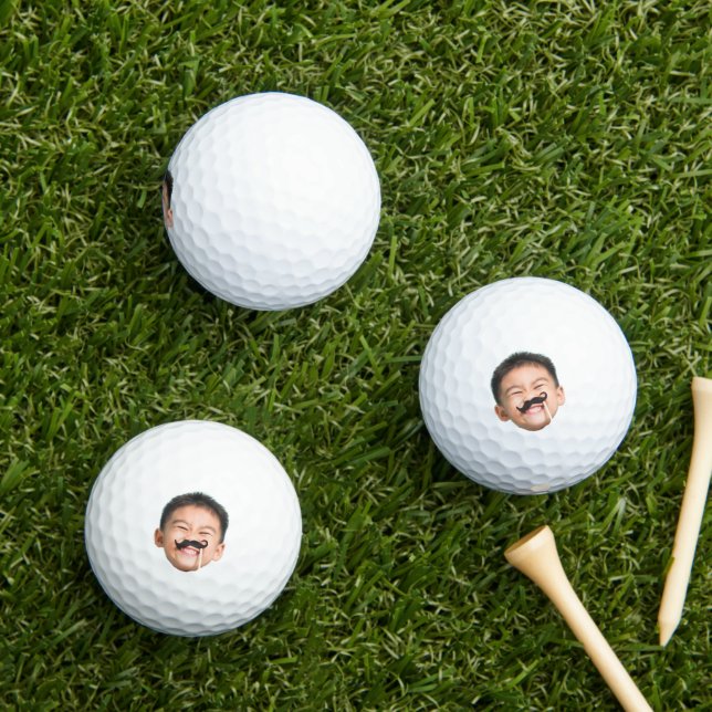Custom Baby Photo Face, Personalised Baby Photo Golf Balls (Insitu Grass)