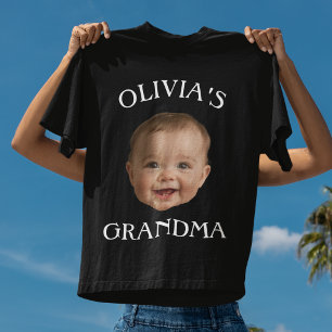 Custom Baby Photo Grandma   Personalised Name Gran T-Shirt