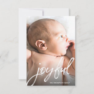 Custom Baby Photo Joyful Script Christmas birth Card