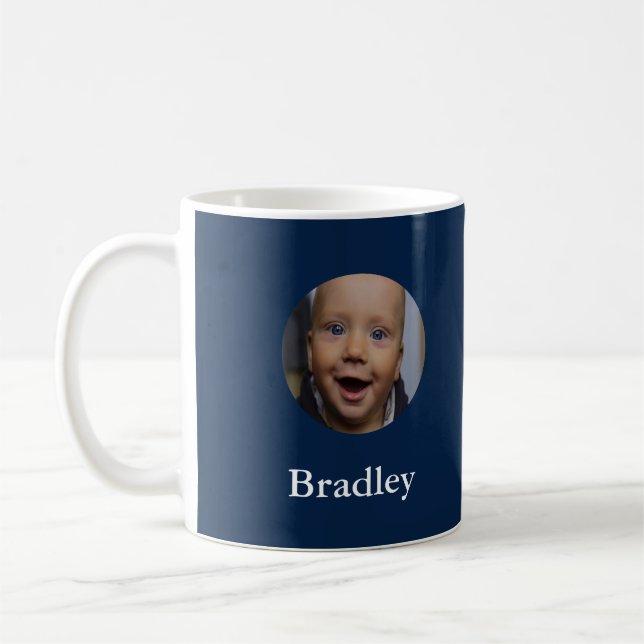 Custom baby photo personalised coffee mug (Left)