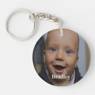 Custom baby photo personalised key ring
