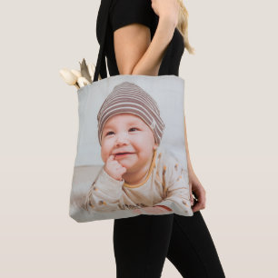 CUSTOM BABY PHOTO TOTE FIRST CHRISTMAS BAG