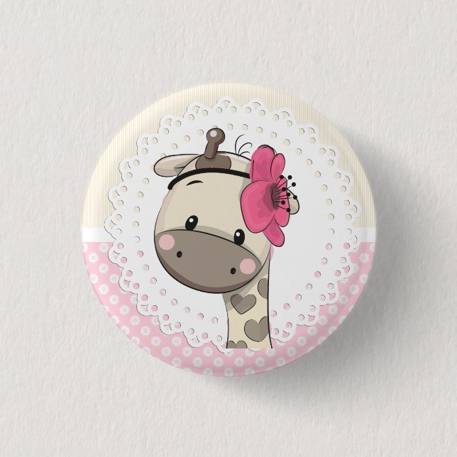Custom Baby Pink Giraffe Botton   3 Cm Round Badge (Front)