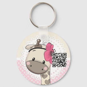 Custom Baby Pink Giraffe Keychain