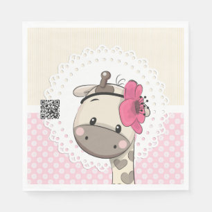 Custom Baby Pink Giraffe Paper Napkins