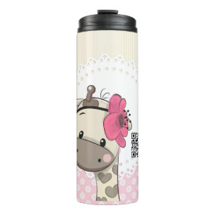 Custom Baby Pink Giraffe Pillar Thermal Tumbler