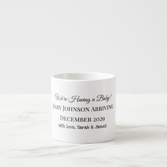 Custom Baby Reveal Card Espresso Cup (Front)