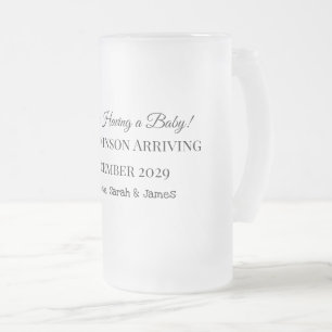 Custom Baby Reveal Card Frosted Glass Beer Mug