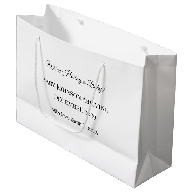 Custom Baby Reveal Card Large Gift Bag (Front Angled)