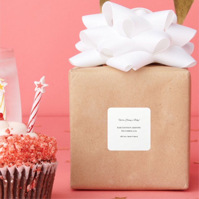 Custom Baby Reveal Card Square Sticker (Party)