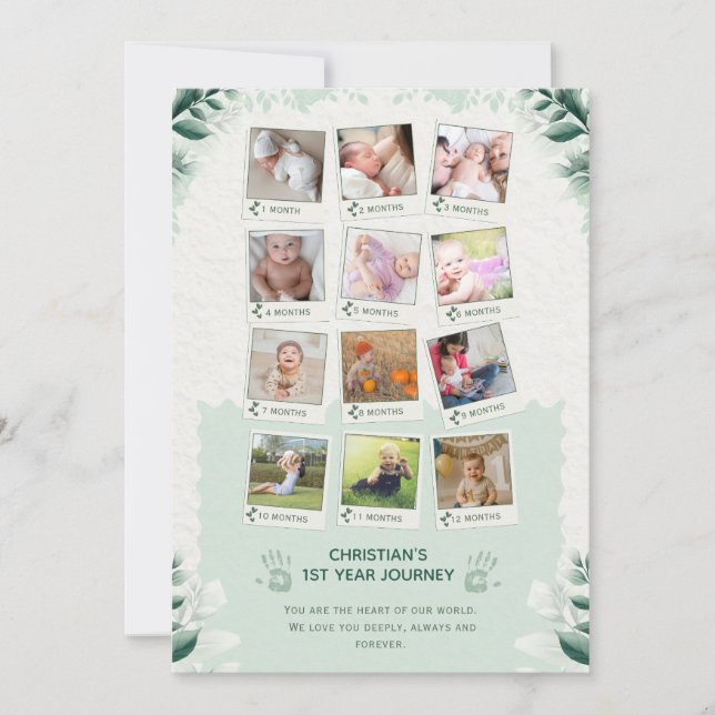 Custom Baby’s 1st Year Journey Photo Collage Invitation (Front)