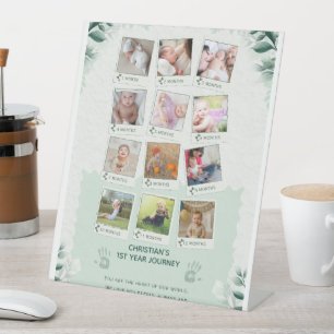 Custom Baby’s 1st Year Journey Photo Collage Pedestal Sign