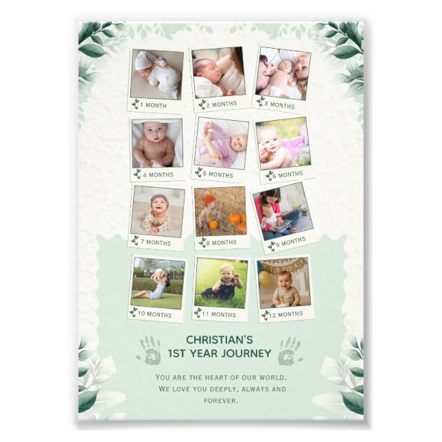 Custom Baby’s 1st Year Journey Photo Collage Print (Front)