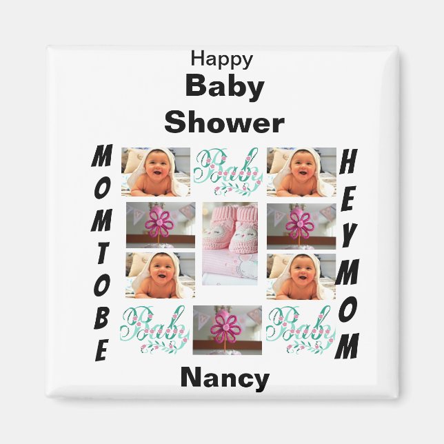 Custom Baby Shower 11 Photo Collage  Magnet (Front)