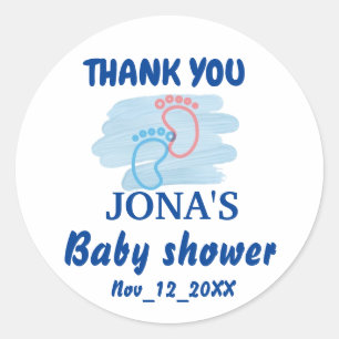 Custom Baby Shower footprint Thank You Stickers 
