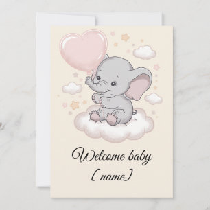 Custom Baby Shower Greeting Card – Cute Elephant