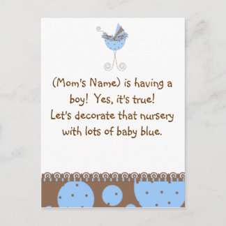 Custom Baby Shower Invitation-Chic Baby Blue Invitation Postcard