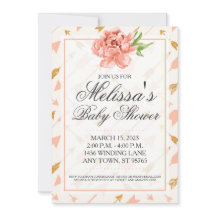 Custom Baby Shower Invite, Pink and Gold Arrows