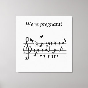 Custom Baby Shower Music Bird Notes Keepsake Canvas Print