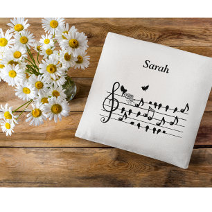 Custom Baby Shower Music Bird Notes Keepsake Cushion