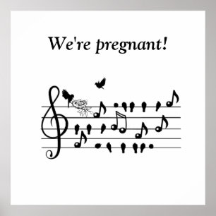 Custom Baby Shower Music Bird Notes Keepsake Poster