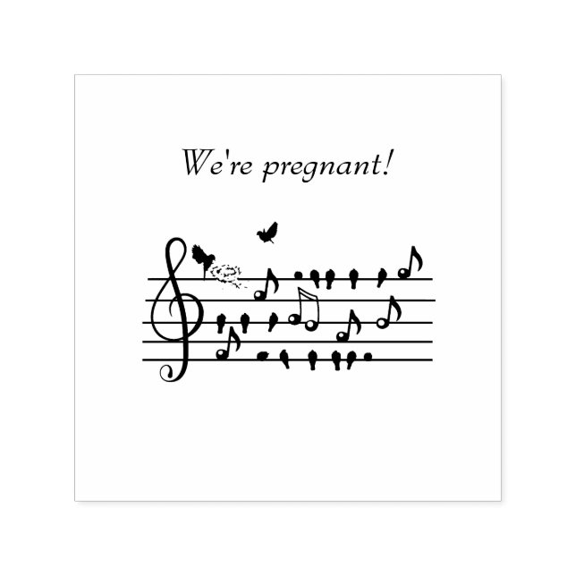 Custom Baby Shower Music Bird Notes Keepsake Self-inking Stamp (Design)