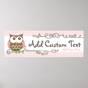 Custom Baby Shower Owl banner Poster