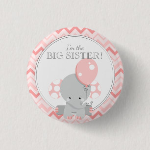 Custom Baby Shower Party I'M THE BIG SISTER 3 Cm Round Badge