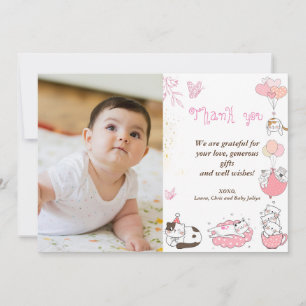 Custom Baby Shower Photo with cats Thank You Card