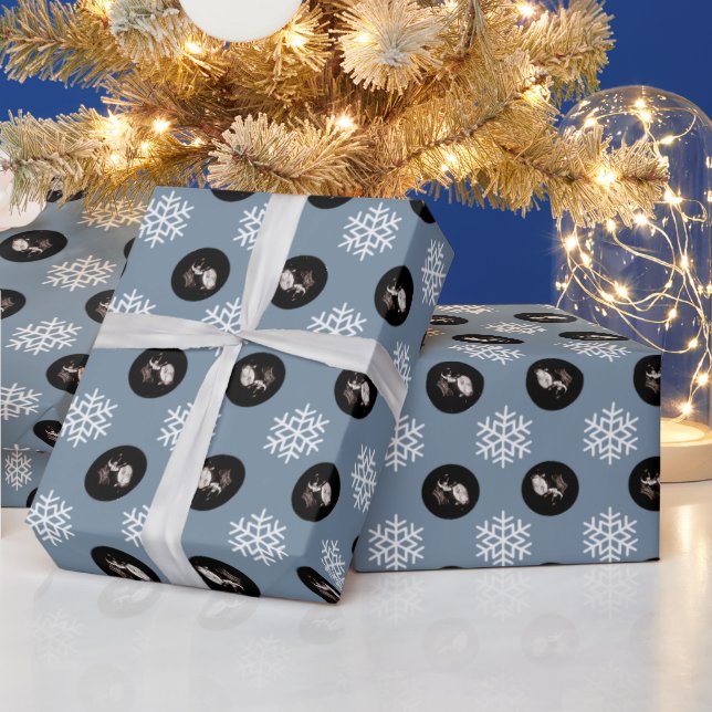 Custom Baby Sonogram Blue Snowflake Holiday  Wrapping Paper (Holidays)