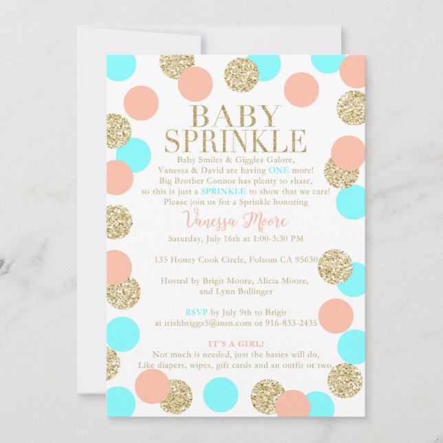 Custom Baby Sprinkle Invitation (Front)