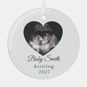 Custom Baby Ultrasound Pregnancy Announcment Photo Glass Tree Decoration
