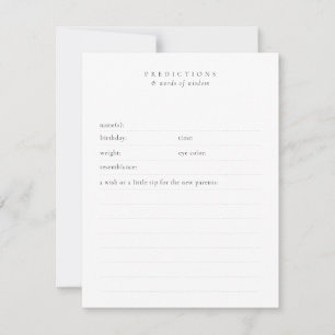 Custom Baby Wishes & Predictions Minimal Keepsake  Card