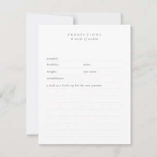 Custom Baby Wishes & Predictions Minimal Keepsake  Card