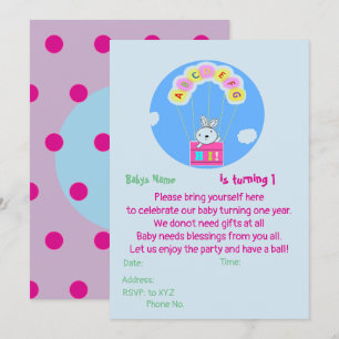 Custom Babys 1st birthday invitation