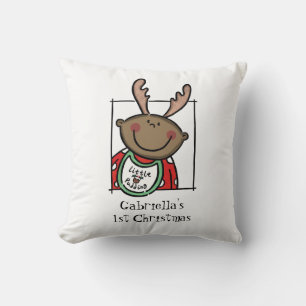 Custom Baby's 1st Christmas Dark Skin Tone Face Cushion