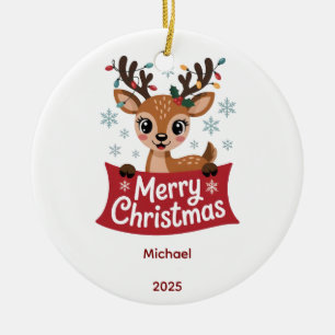 Custom Babys First Christmas Bauble, Baby 2025 Ceramic Tree Decoration