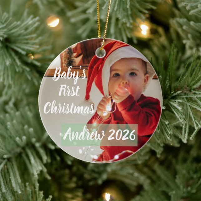 Custom baby's first Christmas Photo Ceramic Tree Decoration (Tree)