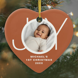 Custom Baby's First Christmas Photo Terracotta Ceramic Tree Decoration