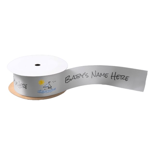 Custom Baby's Name Sailboats Satin Ribbon (Spool)