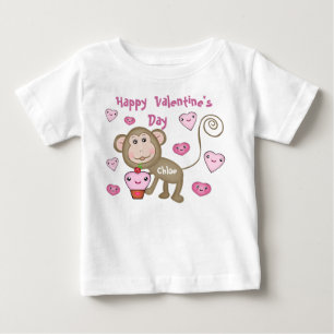 Custom Baby's Valentine's Day Monkey T-Shirt