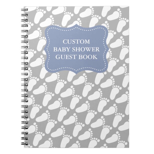 Custom babyshower guestbook with baby footprints notebook (Front)