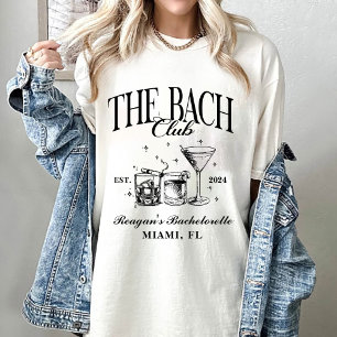 Custom Bach Club Bachelorette Retro Cocktail Black T-Shirt