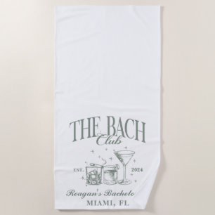 Custom Bach Club Bachelorette Retro Cocktail Green Beach Towel