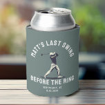 Custom Bachelor Party Favour Golf Trip Groomsmen  Can Cooler<br><div class="desc">Keep the drinks cold and the vibes high with this Bachelor Party "Last Swing Before the Ring" can cooler! A stylish,  modern design perfect for the groom’s crew on a legendary golf trip. Customise for a personal touch!</div>